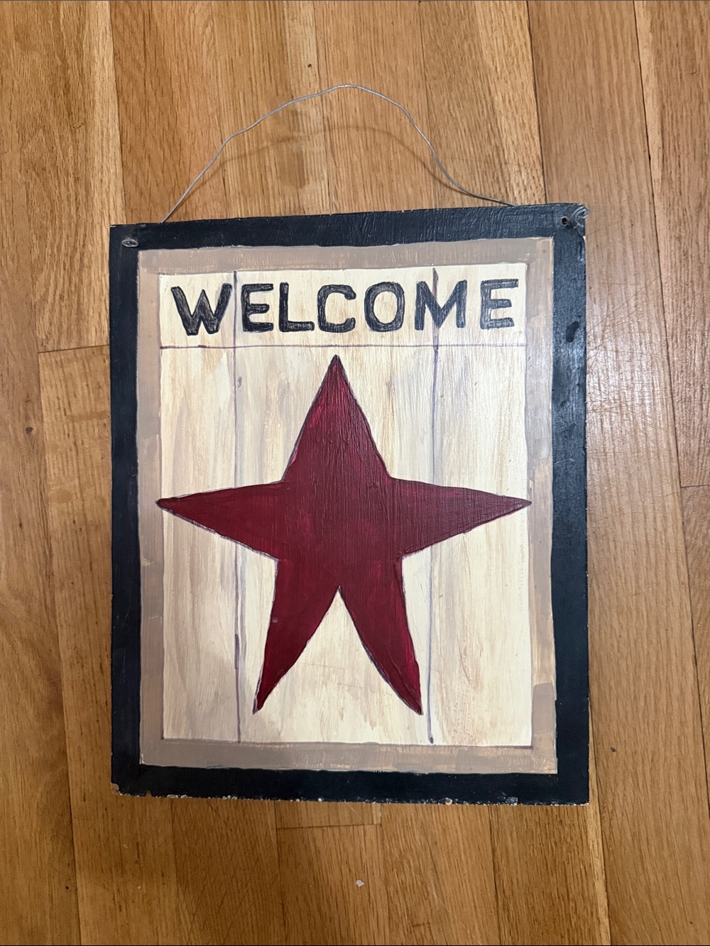 Rustic Welcome Wall Sign with Red Star - Unbranded